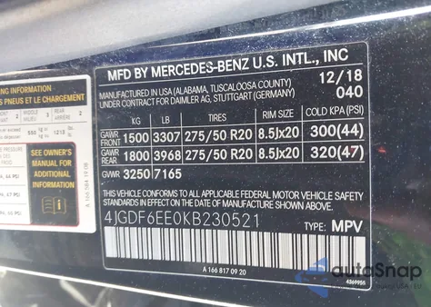 2019 Mercedes-Benz Gls 450 4Matic z USA, uszkodzony, nr VIN 4JGDF6EE0KB230521